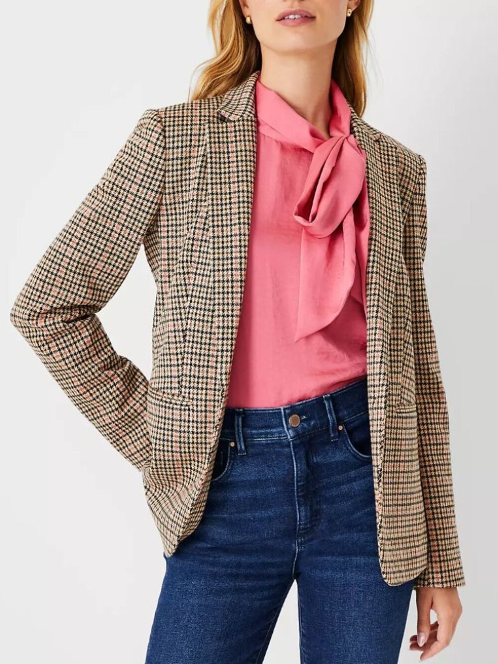 Ann Taylor The Hutton Blazer in Check Sz 2